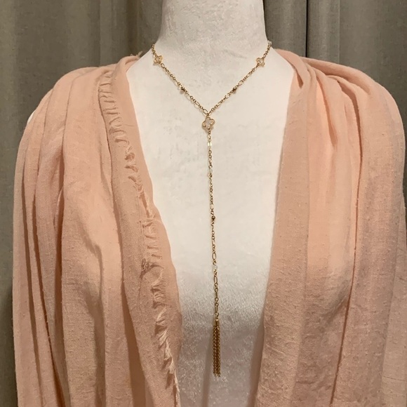 Ettika Gold Plated Lariat Necklace with Translucent Clovers - NWOT - Picture 4 of 15